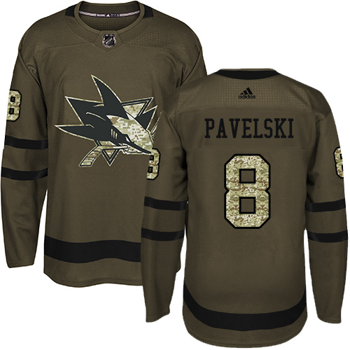 Adidas Sharks #8 Joe Pavelski Green Salute to Service Stitched NHL Jersey